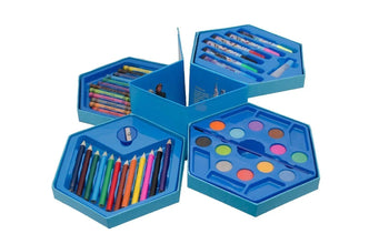 46 Pcs Plastic Art Colour Set with Color , Crayons, Oil Pastel and Sketch Pens - Justgrabit Inc.