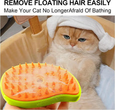3 - in - 1 Cat Steamy Brush – Self - Cleaning Pet Grooming & Hair Removal Comb - Justgrabit Inc.