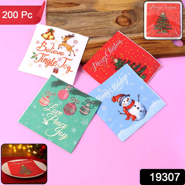 200 Pc Premium Festive Design Paper Napkins 10x10 Inch (26x26 cm) - justgrabit.in | Just Grab It
