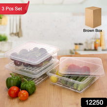 Plastic Food Storage Containers with Removable Drain Tray and Lid (3 Pcs Set) - justgrabit.in | Just Grab It