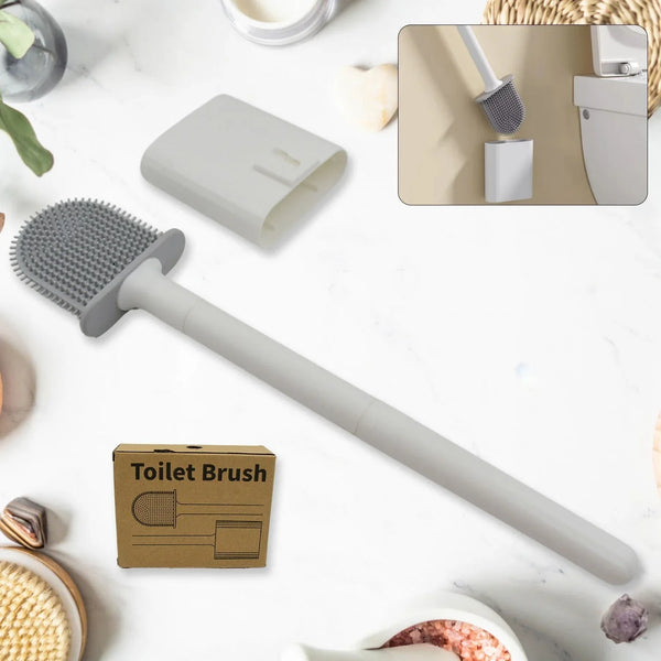 Portable Silicone Toilet Brush – Wall - Mounted, Anti - Drip Cleaner with Non - Slip Handle - justgrabit.in | Just Grab It