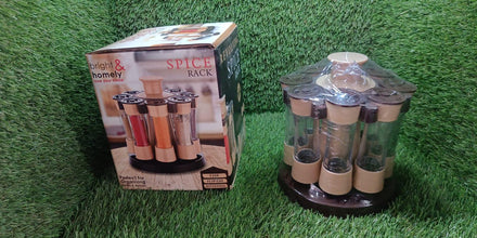 Revolving Spice Rack, 8 Spice jars with 120 ml, Condiment Set - Justgrabit Inc.