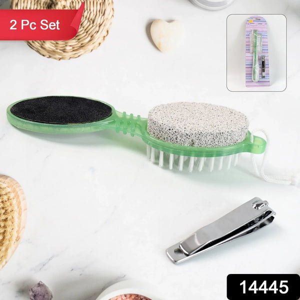 5 In 1 Pedicure Tool Pedicure Brush For Feet Foot Scrubber Foot File With Nail Cutter - Justgrabit Inc.