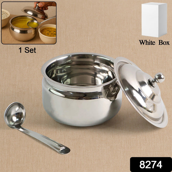 Premium Stainless Steel Ghee Pot (1 Set) - justgrabit.in | Just Grab It