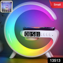 Smart Alarm Clock with G - Shape RGB Light Bluetooth Speaker, Wireless Charging (1 Pc) - justgrabit.in | Just Grab It