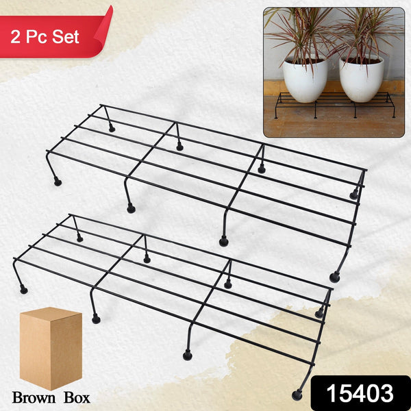 Metal Rectangle Flower plant stand for balcony (60×20 Cm / 2 Pc Set) - justgrabit.in | Just Grab It