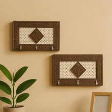 Handicraft Meenakari Wooden keyholder | Wall Hanging Key Holder Style for Your Home Decor & Gift Keys Stand for Entryway, Kitchen, Office, Bedroom Decorative Keys Organizer keyholder (2 Pc Set) - Justgrabit Inc.