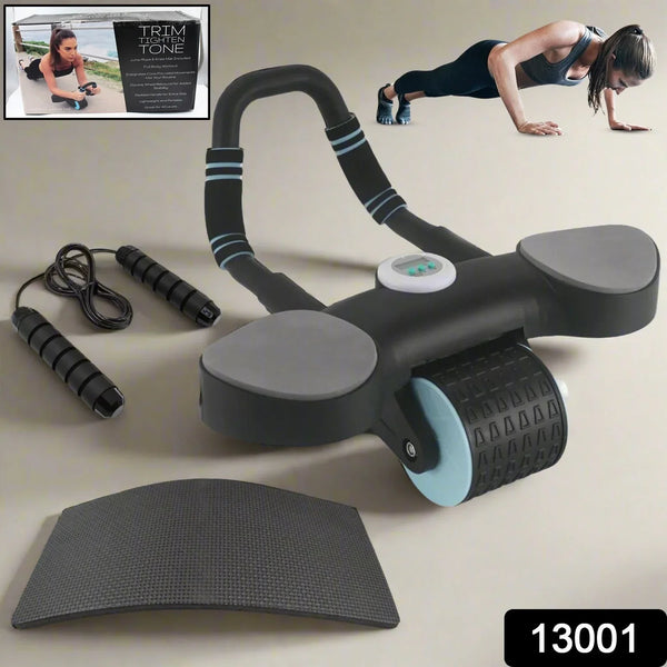 Abdominal Wheel Roller Widened Elbow Support Roller with Timer & Skipping Rope (1 Set) - justgrabit.in | Just Grab It