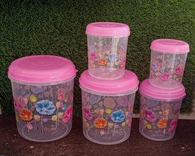 Plastic Transparent Container Air Tight Dabba Set (3000ml, 2000ml, 1000ml, 750ml, 500ml) - Justgrabit Inc.