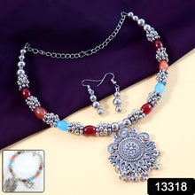 Oxidised Silver Traditional Beaded Necklace Set - justgrabit.in | Just Grab It