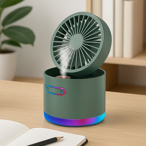 Mini Desktop Cooling Fan with Humidifier Spray - justgrabit.in | Just Grab It