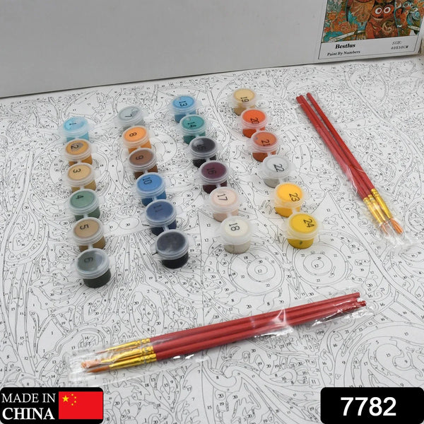 Paint by Numbers for Adults Beginner - Adults' Paint - by - Number Kits on Canvas - DIY Oil Painting by Numbers for Adults - 24 Number Color, 6 paintbrushes, pre - printed canvas (unframed) 40 cm x 50 cm - justgrabit.in | Just Grab It