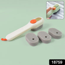 Cleaning Sponge Brush Liquid / Soap Dispenser & With 4 Refill Brush Heads (1 Set) - justgrabit.in | Just Grab It