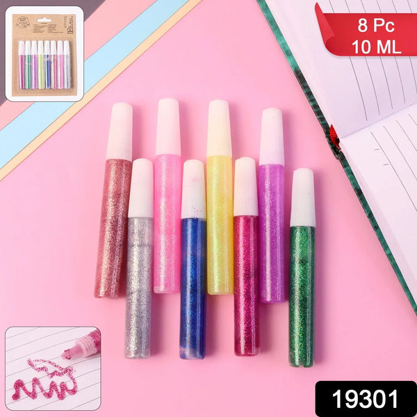 DIY Multi - Color Glitter Craft Glue Pen Set (10ML / 8 Pc) - justgrabit.in | Just Grab It