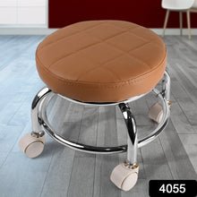 Heavy Duty Steel Base Round Rolling Stool with Wheels Pedicure Stool (1 pc) - justgrabit.in | Just Grab It