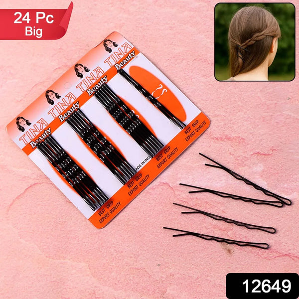 Big Black Hair Bobby Pins (24 Pc) - justgrabit.in | Just Grab It
