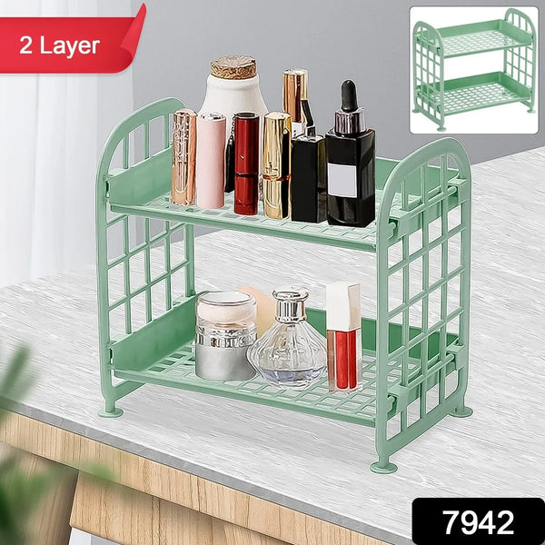 2Layer Foldable Plastic Small Storage Shelf / Rack (1 Pc / Mix Color) - justgrabit.in | Just Grab It