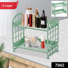 2Layer Foldable Plastic Small Storage Shelf / Rack (1 Pc / Mix Color) - justgrabit.in | Just Grab It