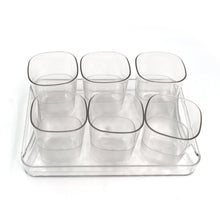 6pc Glasses Set With tray Stylish Transparent Water Glass / Juice Glass / Beer Glass / Wine Glass Plastic Glass Set - Justgrabit Inc.