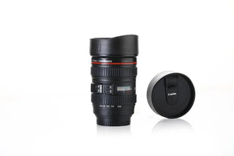 Camera Lens Shaped Coffee Mug Flask With Lid - Justgrabit Inc.