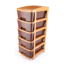 5tier Plastic Modular Drawer System For Multiple Use (Brown colour) - Justgrabit Inc.