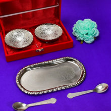 Silver - Plated Brass Bowl & Spoon Set with Velvet Gift Box - justgrabit.in | Just Grab It