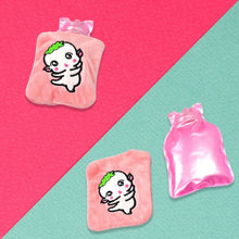 Pink Cartoon Small Hot Water Bag with Cover for Pain Relief - Justgrabit Inc.