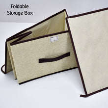 Foldable Storage Box with Lid and Handles Cotton Linen Organizer for Nursery - justgrabit.in | Just Grab It