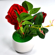 Artificial Rose Flower Plant With Pot, For Home Office Or Gift - Justgrabit Inc.