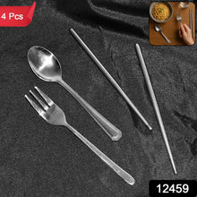 Stainless Steel Cutlery Spoon, Fork & Pair of Chopstick Set - justgrabit.in | Just Grab It