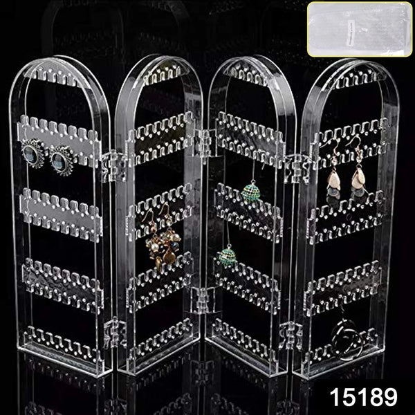 4 Folding Storage Hanger Acrylic Earring Screen Holder Display Stand Clear (1 Set) - Justgrabit Inc.