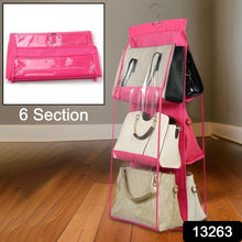 6 Pockets Hanging Purse Handbag Organizer Clear Hanging Shelf Bag (1 Pc) - justgrabit.in | Just Grab It