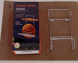 Chakla Belan Chimta Stand Rolling Pin Board Tong Holder Silver Stainless Steel Multi - Purpose Rack for Kitchen (1 Pc ) - Justgrabit Inc.