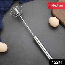 Medium Stainless Steel Egg Whisk, Hand Push Rotary Whisk Blender (1 Pc / 30 Cm) - justgrabit.in | Just Grab It