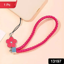 Flower Shape metal alloy pendant Nylon Braided leather hand strap lanyard phone (1 Pc / Multicolor) - justgrabit.in | Just Grab It
