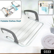 Metal Steel Folding Drying Rack for Clothes Balcony Laundry Hanger for Small Clothes Drying Hanger Metal Clothes Drying Stand, Socks and Plant Storage Holder Outdoor / Indoor Clothes - Towel Drying Rack Hanging on The Door Bathroom - Justgrabit Inc.