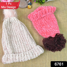 Soft Winter Cap, Woolen Inside Fur Beanie Cap (1 Pc / Mix Design & Color) - justgrabit.in | Just Grab It