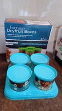 Airtight Container Jar 4 Pc Set With Stylish Tray for Kitchen Unbreakable Jar Set for Multipurpose Storage ( Mukhwas Dani ) - justgrabit.in | Just Grab It