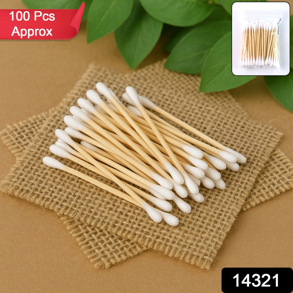 Eco - Friendly Wooden Cotton Ear Buds (1 pkt / 100 Pcs Approx) - justgrabit.in | Just Grab It