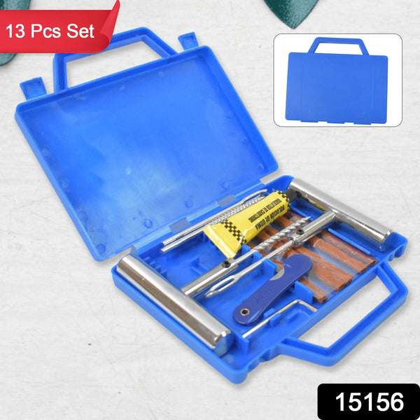 Portable Tire Repair Kit Tyre Repairing Tool Set with Box (13 Pcs Set) - justgrabit.in | Just Grab It