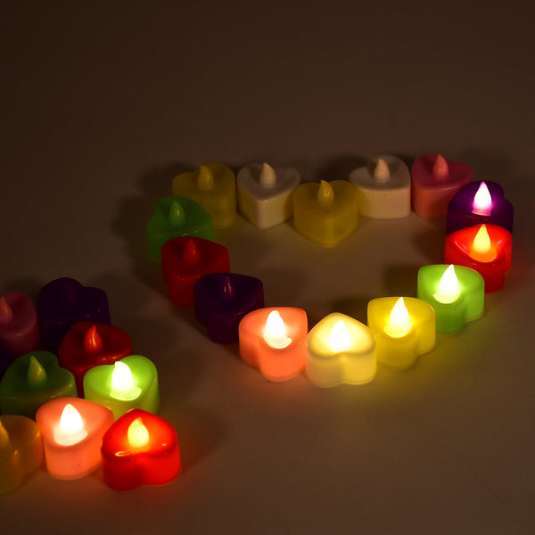 HEART LED FESTIVAL TEALIGHT WITH BATTERY OPERATE, Diwali ( 24PCS ) - justgrabit.in | Just Grab It