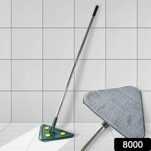 2 - in - 1 Extendable Triangle Mop – Retractable, 360° Rotating, Telescopic & Reusable Mop Heads (1 Pc) - justgrabit.in | Just Grab It