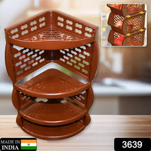 Multi Purpose Plastic Corner Rack a Stylish Storage Shelf for Kitchen / Living Room / Bathroom (1 Pc / 3 Layer ) - Justgrabit Inc.