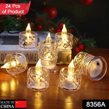 24 Pcs Flameless and Smokeless Decorative Acrylic Candles Transparent Led Tea Light Candle for Gifting, House, Diwali, Christmas, Festival, Events Decor Candles, Diwali - justgrabit.in | Just Grab It