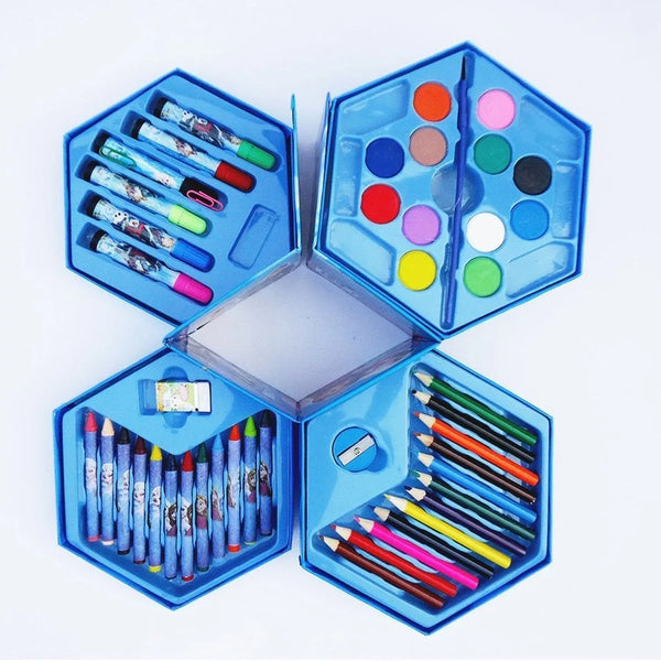 46 Pcs Plastic Art Colour Set with Color , Crayons, Oil Pastel and Sketch Pens - Justgrabit Inc.