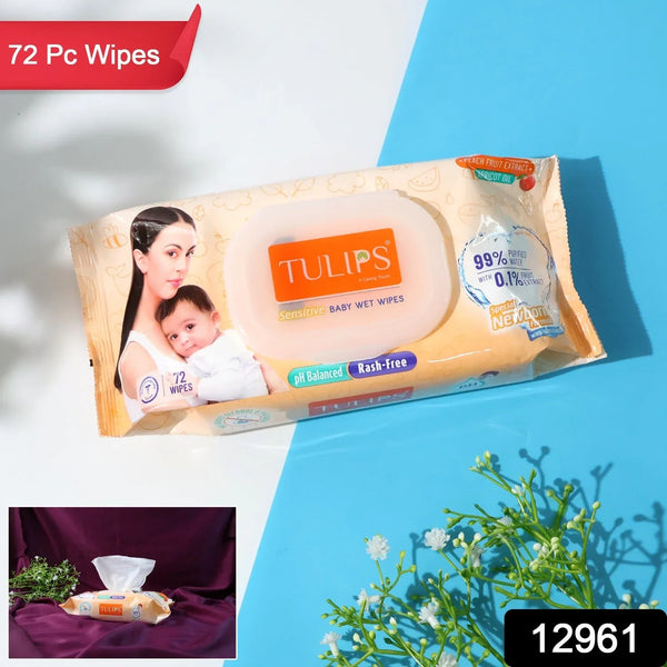 Tulips Sensitive Baby Wet Wipes (1 Set) - justgrabit.in | Just Grab It