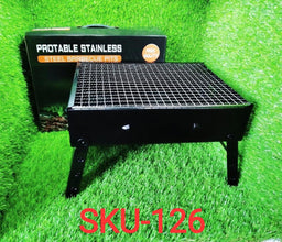 Folding Barbeque Charcoal Grill Oven (Black, Carbon Steel) - Justgrabit Inc.