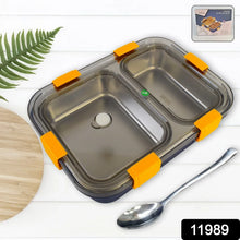 Stainless Steel Lunch Box 2 Section Lunch Box With Spoon - Justgrabit Inc.