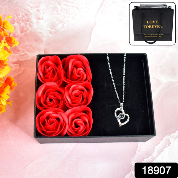 Rose Flower Gift Box, Handmade Eternal Rose I Love You Necklace, Valentine's Day - justgrabit.in | Just Grab It