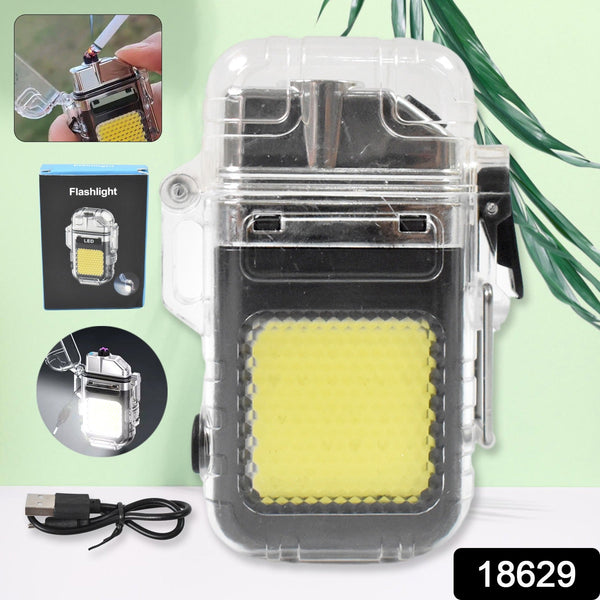 USB Rechargeable Electric Lighter & 3 Modes COB Flashlight (1 Pc) - justgrabit.in | Just Grab It